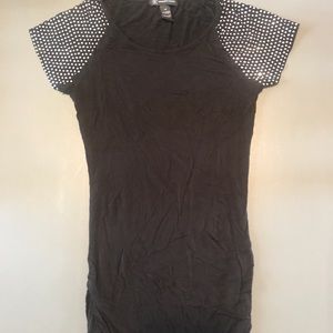 Top with silver studded sleeves